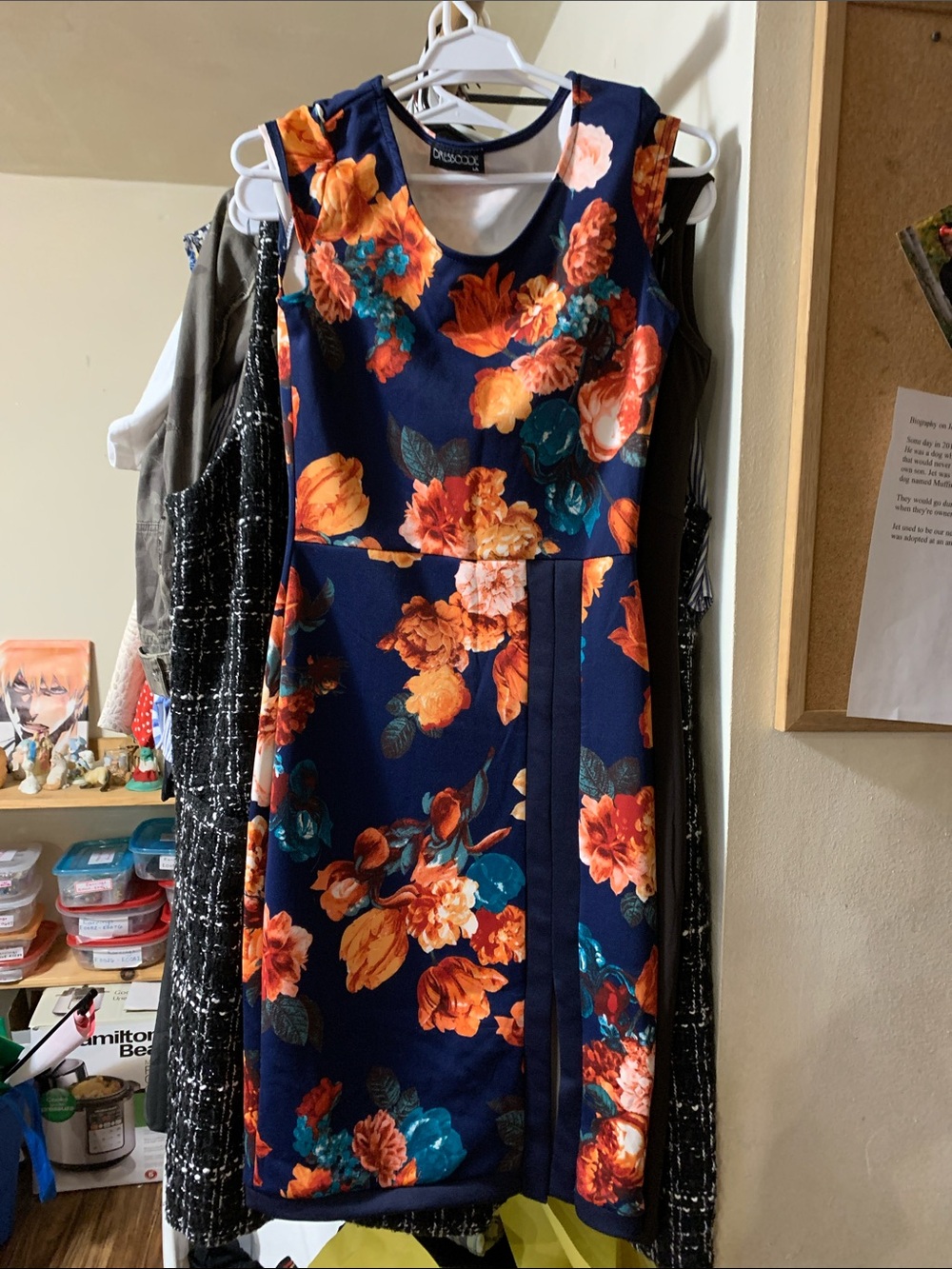 DressCode LA Navy Floral Sheath Dress. Size Small